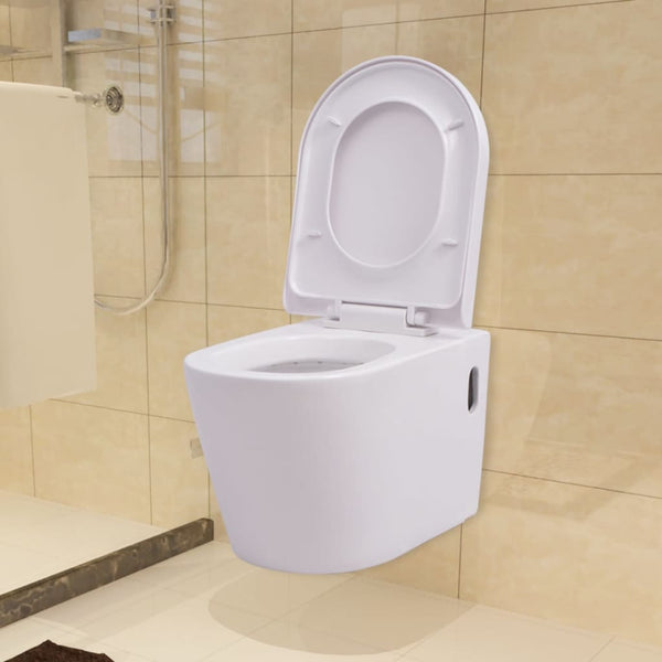 Valkoinen seinäkiinnitettävä wc Tasel