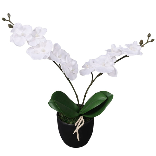 Valkoinen tekokukka ruukulla orkidea Valaria 30cm