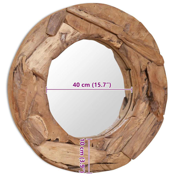 Koristeellinen peili pyöreä 60 cm Tiikki