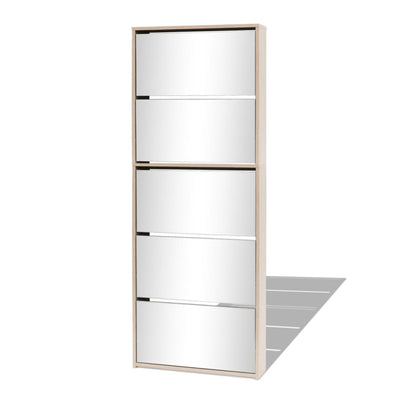 Kenkäkaappi peileillä 5 kerrosta Tammenvärinen 63x17x169,5 cm