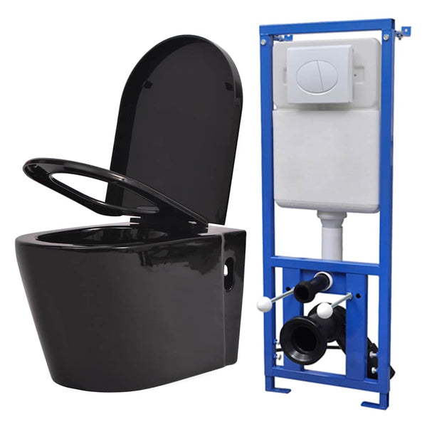 WC piilotetulla vesisäiliöllä Keraaminen Musta