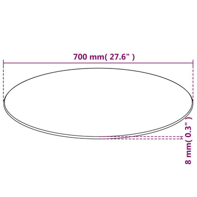 Pöytälevy Karkaistu Lasi Pyöreä 700 mm