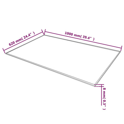 Pöytälevy Karkaistu Lasi Suorakaide 1000x620 mm