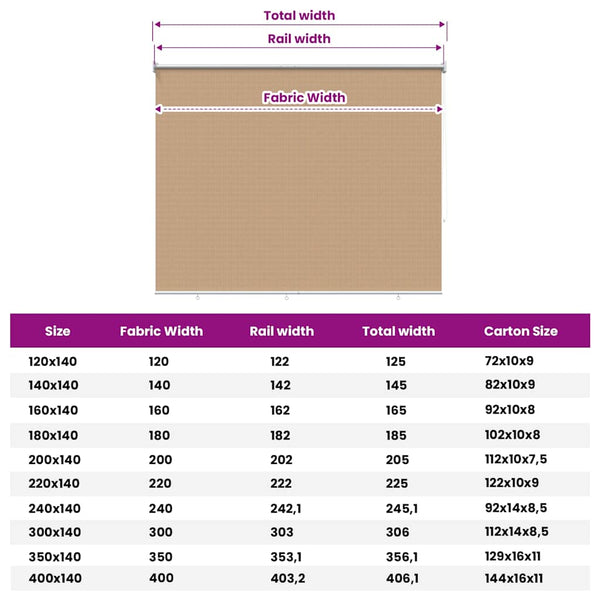 Rullaverho ulkotiloihin 125(L)x140(K) cm beige