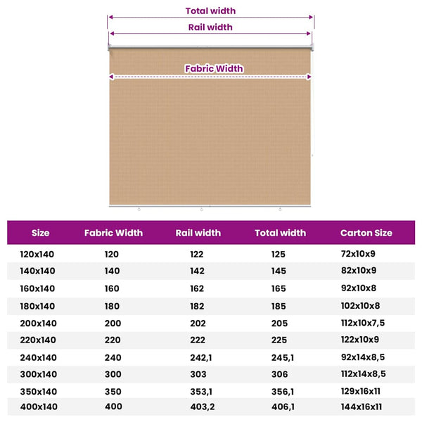Rullaverho ulkotiloihin 145(L)x140(K) cm beige