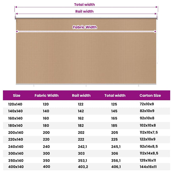 Rullaverho ulkotiloihin 405(L)x140(K) cm beige