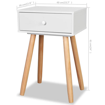Yöpöydät 2 kpl mänty 40x30x61 cm Valkoinen