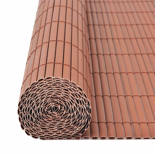 Kaksipuolinen puutarha-aita PVC 90x300 cm ruskea