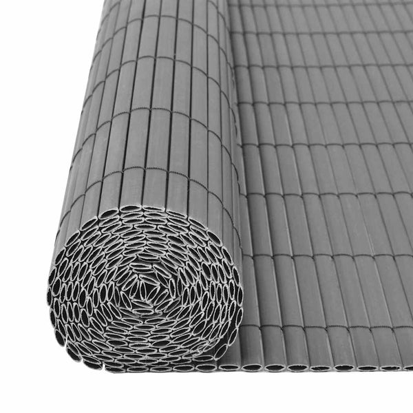 Kaksipuolinen puutarha-aita PVC 90x300 cm harmaa