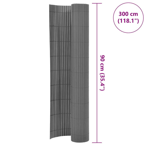 Kaksipuolinen puutarha-aita PVC 90x300 cm harmaa