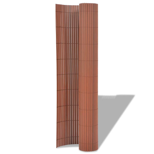 Kaksipuolinen puutarha-aita PVC 90x500 cm ruskea