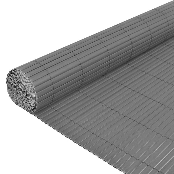 Kaksipuolinen puutarha-aita PVC 150x500 cm harmaa