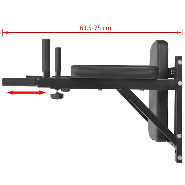 Seinäkiinnitettävä fitness dippiteline musta