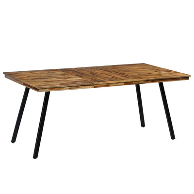 Ruokapöytä kierrätetty tiikki ja teräs 180x90x76 cm