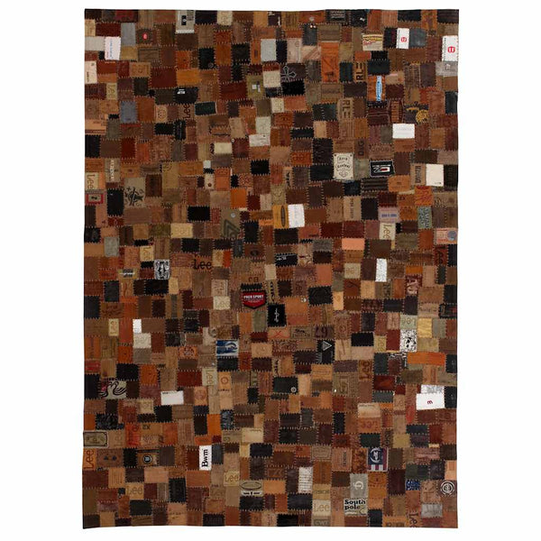 Tilkkumatto farkkujen merkkilapuista aito nahka 160x230cm
