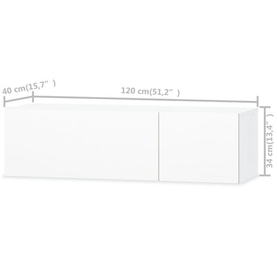 Valkoinen tv-taso Ernil 120x40x34cm (korkeakiilto, puinen)