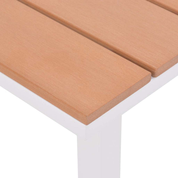 Aurinkotuolit 2 kpl + pöytä Alumiini WPC valkoinen ja ruskea