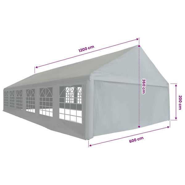 Telttakangas ilman kehystä 12 x 6 m Harmaa PE