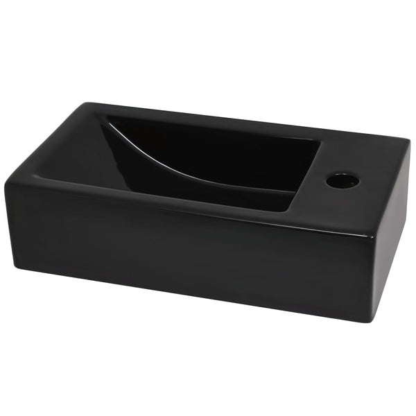 Musta suorakulmainen pesuallas Schuller 46x25,5x12cm (hanareiällä keramia)