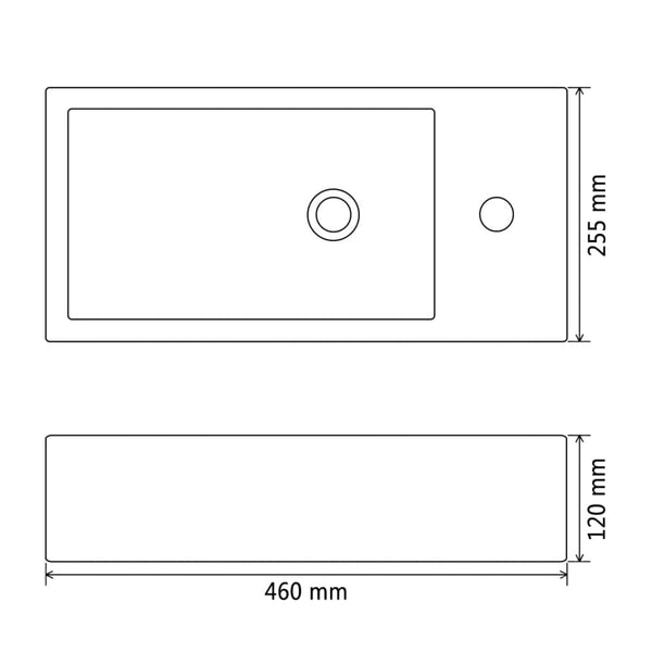 Musta suorakulmainen pesuallas Schuller 46x25,5x12cm (hanareiällä keramia)