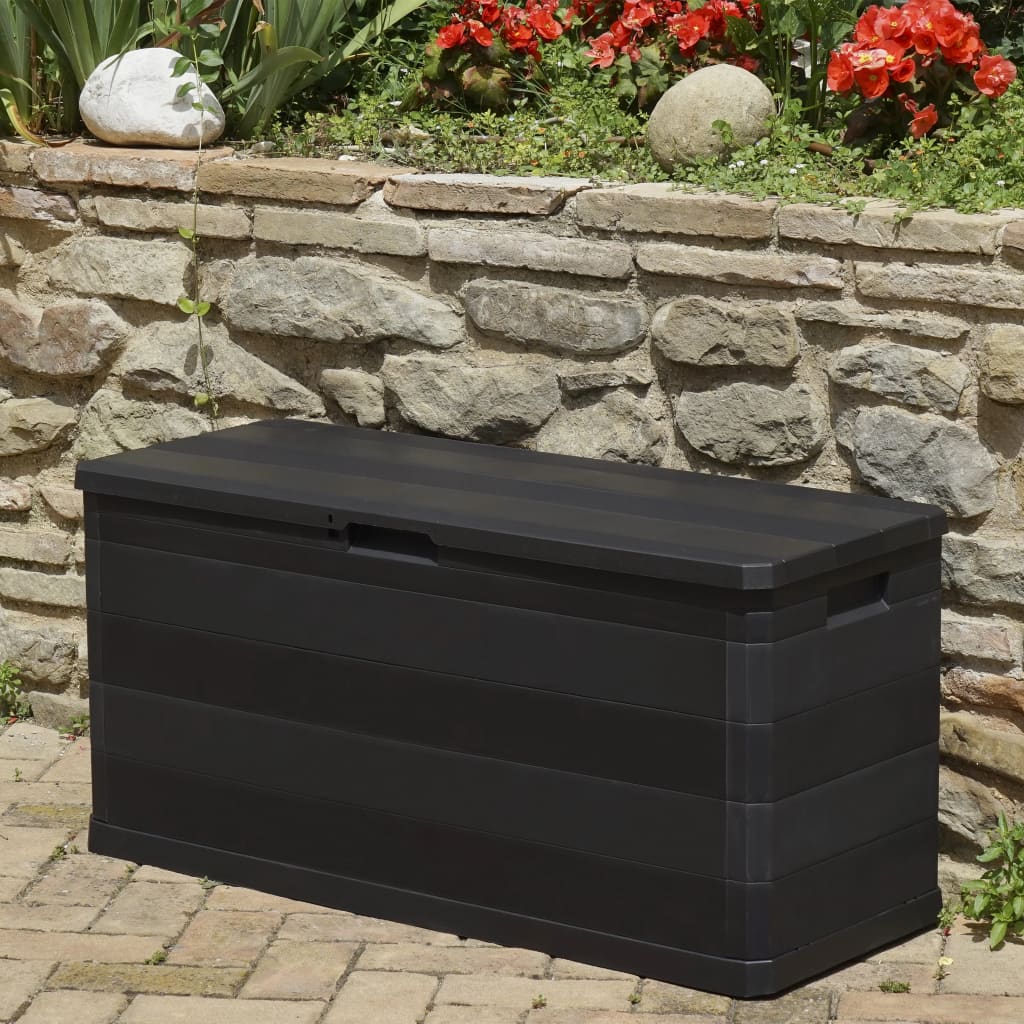 Musta puutarhan varastoarkku Tragoutt 117x45x56cm
