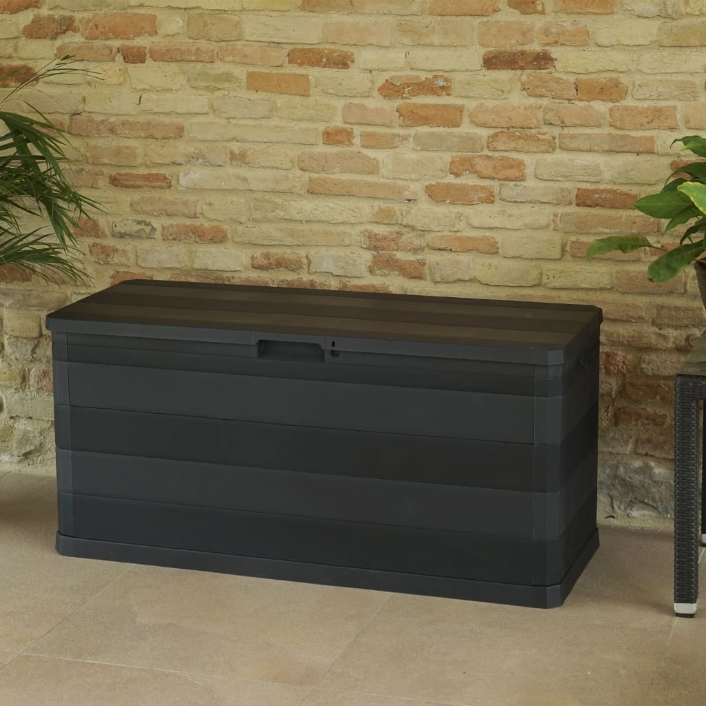 Musta puutarhan varastoarkku Tragoutt 117x45x56cm