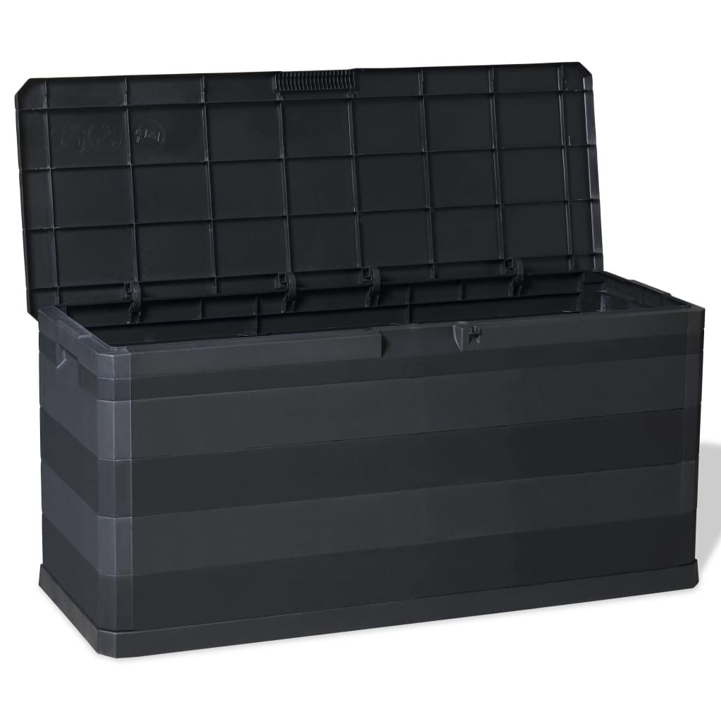 Musta puutarhan varastoarkku Tragoutt 117x45x56cm