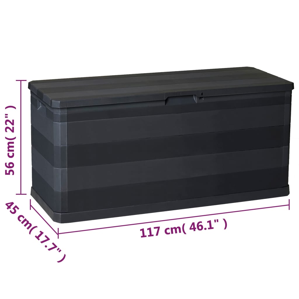 Musta puutarhan varastoarkku Tragoutt 117x45x56cm