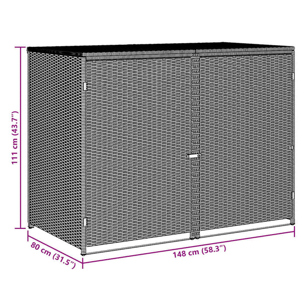 Tupla roska-astiavaja Polyrottinki Musta 148x80x111 cm