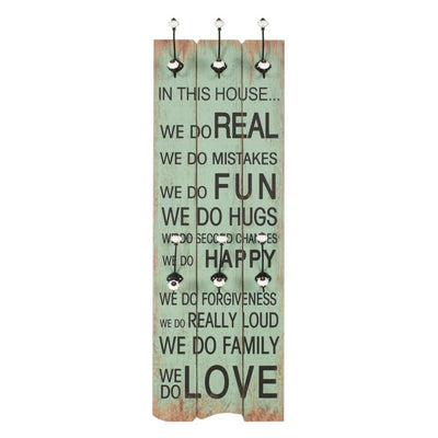 Seinänaulakko 6 koukulla HAPPY LOVE 120x40 cm
