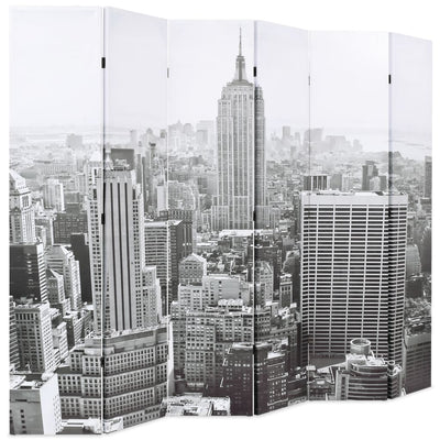 Taitettava tilanjakaja 228x170 cm New York mustavalkoinen