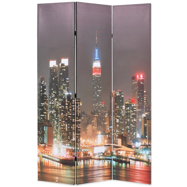 Taitettava tilanjakaja 120x170 cm New Yorkin yömaisema