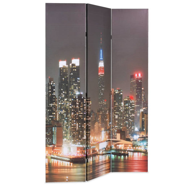Taitettava tilanjakaja 120x170 cm New Yorkin yömaisema