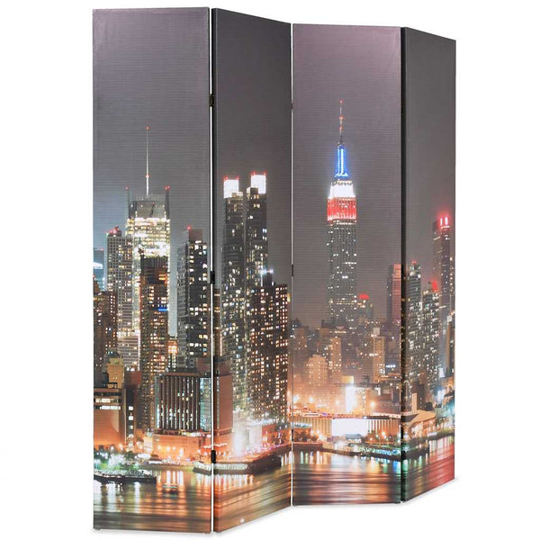 Taitettava tilanjakaja 160x170 cm New Yorkin yömaisema