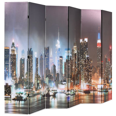 Taitettava tilanjakaja 228x170 cm New Yorkin yömaisema