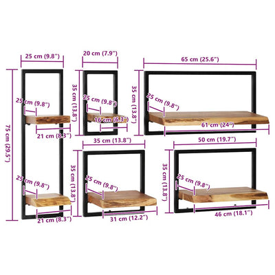 Seinähyllysetti Auralia (5 kpl akaasiapuu ja teräs)