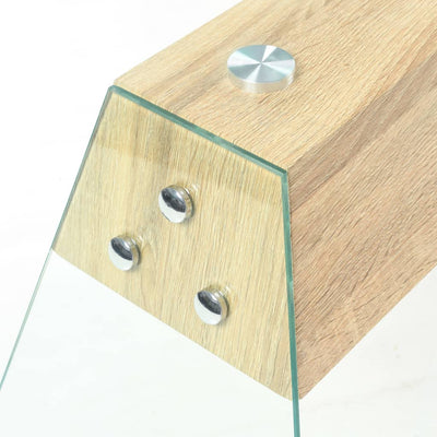 Konsolipöytä MDF ja lasi 120x30x76 cm tammenvärinen