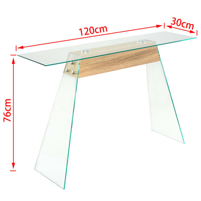 Konsolipöytä MDF ja lasi 120x30x76 cm tammenvärinen