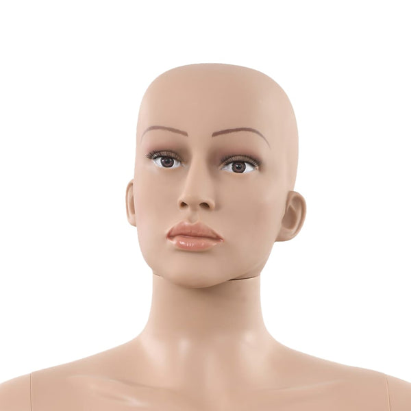 Seksikäs naispuolinen mannekiini lasipohjalla 180 cm beige