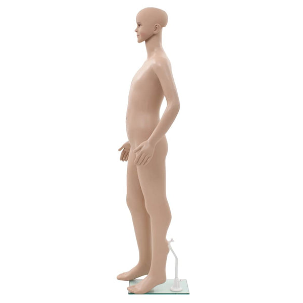 Aidon kokoinen lapsimallinukke lasijalustalla 140 cm beige