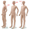 Aidon kokoinen lapsimallinukke lasijalustalla 140 cm beige