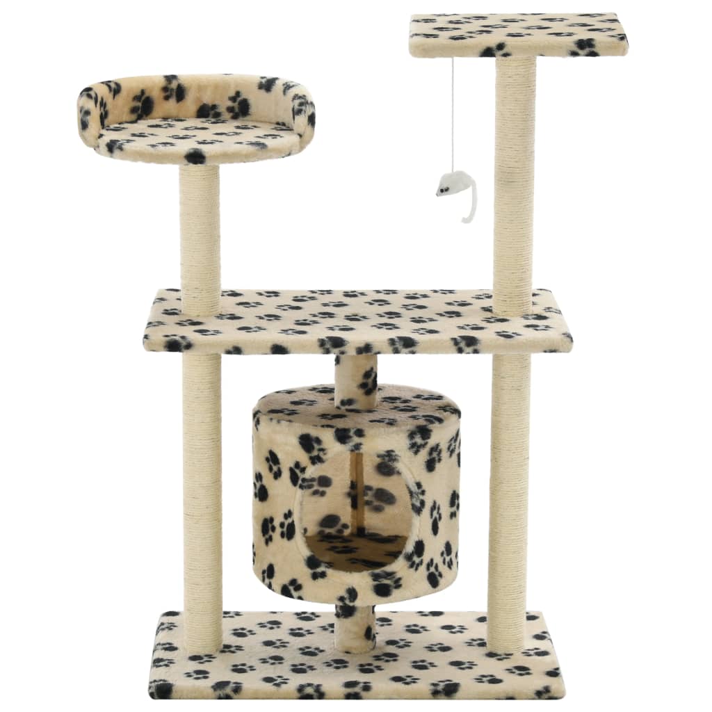 Beige kissan raapimispuu sisal-pylväillä Zenoveda 95cm (tassunjäljet)