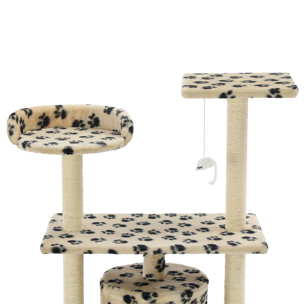 Beige kissan raapimispuu sisal-pylväillä Zenoveda 95cm (tassunjäljet)