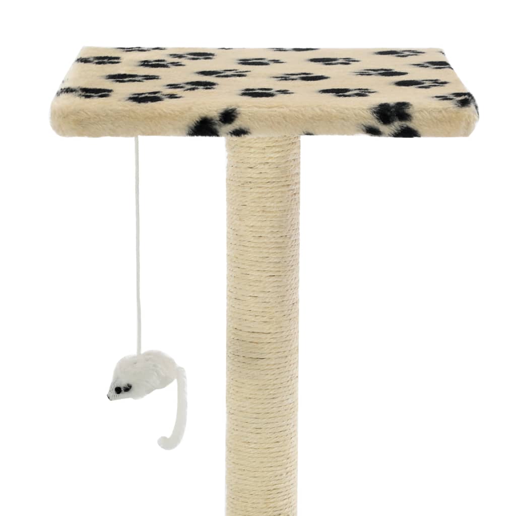 Beige kissan raapimispuu sisal-pylväillä Zenoveda 95cm (tassunjäljet)