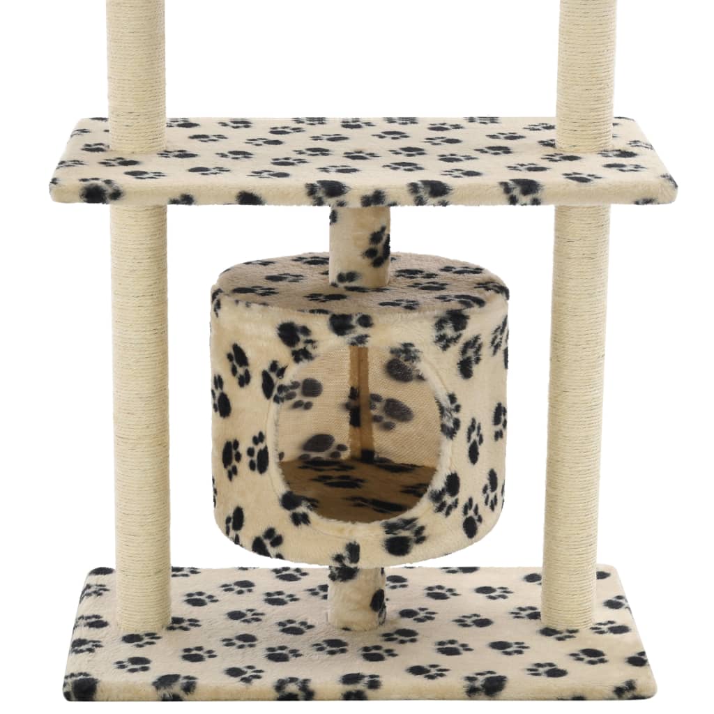 Beige kissan raapimispuu sisal-pylväillä Zenoveda 95cm (tassunjäljet)