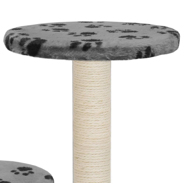 Harmaa kissan kiipeilypuu sisal-pylväillä Egizio 60cm (tassunjäljet)