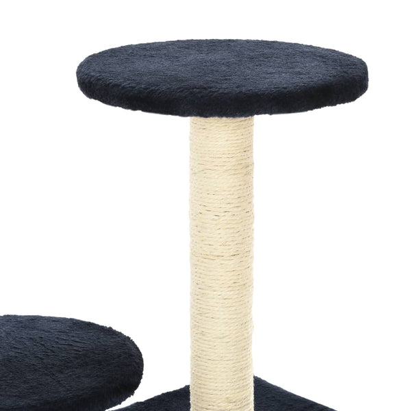 Tummansininen kissan kiipeilypuu sisal-pylväillä Egizio 60cm