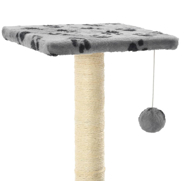 Harmaa kissan raapimispuu sisal-pylväillä Larue 65cm (tassunjäljet)