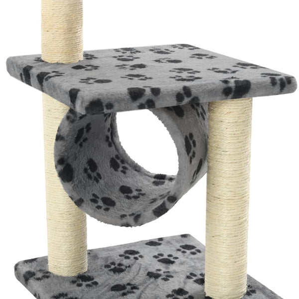 Harmaa kissan raapimispuu sisal-pylväillä Larue 65cm (tassunjäljet)