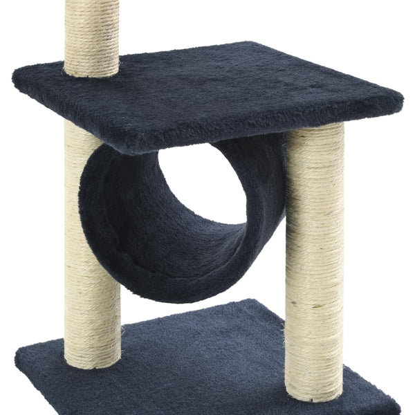 Tummansininen kissan raapimispuu sisal-pylväillä Larue 65cm